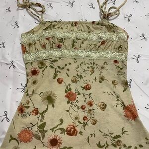 Floral Sleeveless Top with Lace Detail
